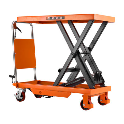 Hydraulic Lift Table Cart, 2200 lbs Capacity 40 in Lifting Height, for Material Handling, Moving, Transportation, Manual Single Scissor Lift Table, with 4 Wheels and Handle, Heavy-Duty Steel