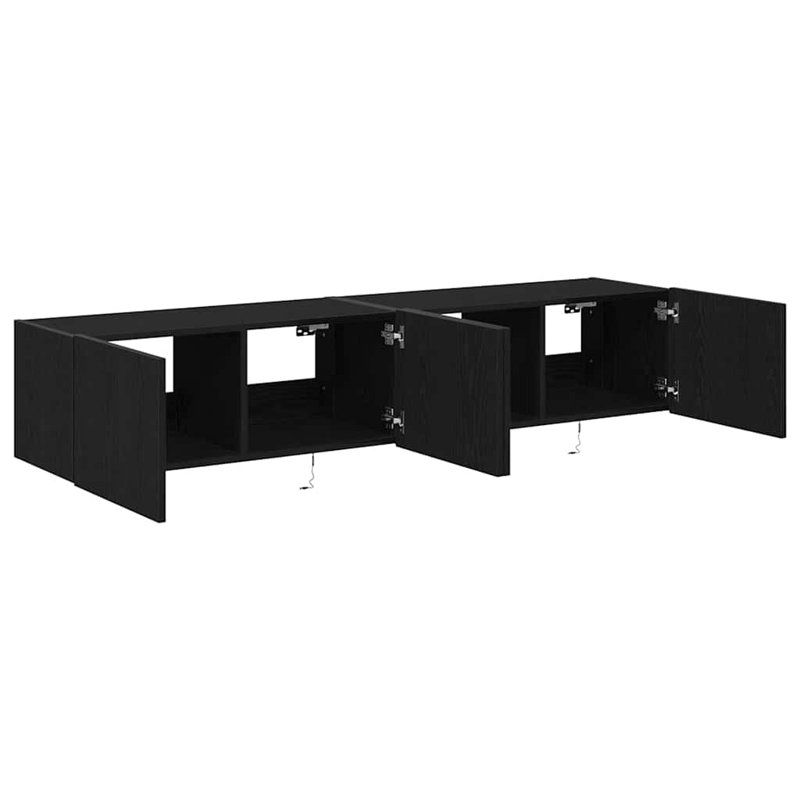 TV Wall Cabinet Engineered Wood, Black Oak, 31cm H x 80cm L x 35cm W