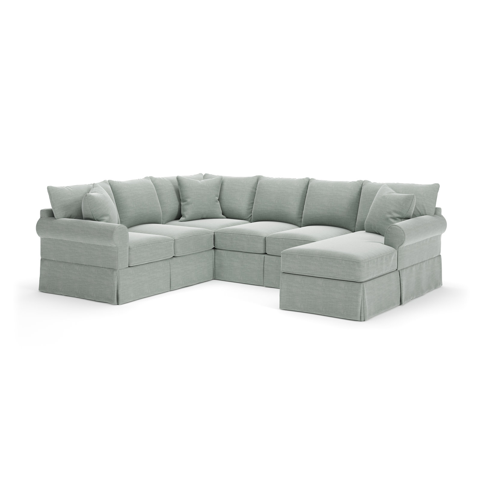 Amari Slipcovered U-Shaped Sectional, Right Hand Facing, Conversation Capri Basketweave