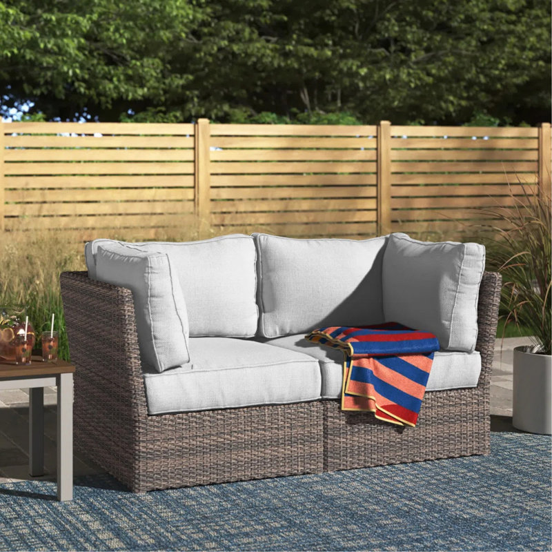 Fully Assembled Patio Wicker Loveseat With Cushions, Espresso