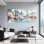 Paysage et nature Cherry Blossom Temple Lake Reflection Mountains Boat Sky, ensemble de 3 impressions sur toile-2023426939