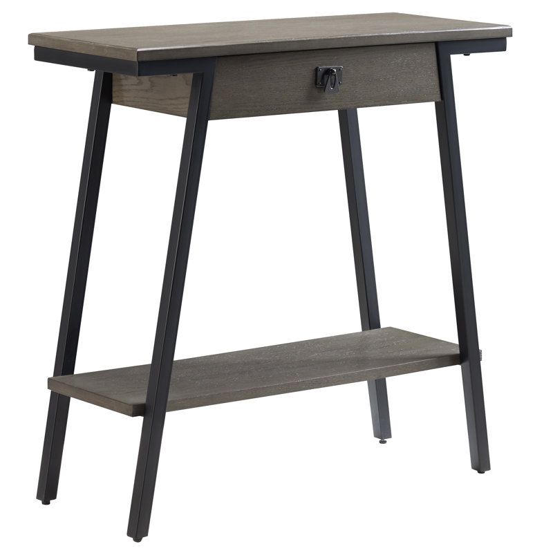 Console de couloir Mission en bois massif et manufacturé Empiria, Gris / Noir mat