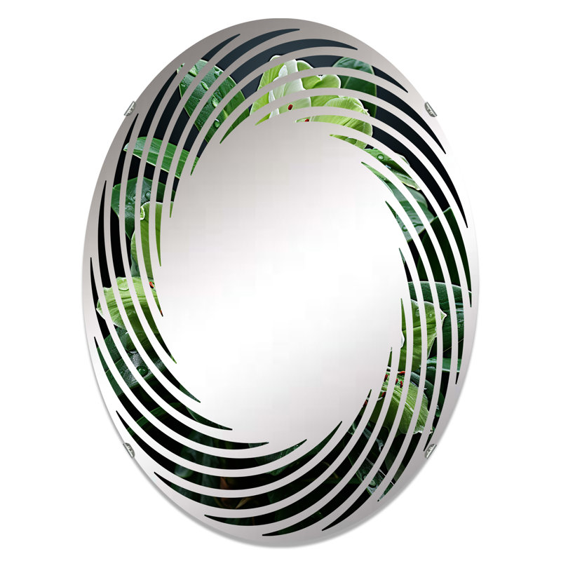 Fleurs de rhododendron méticuleusement détaillées - Miroir mural en spirale | Ovale, 35,4 po x 23,6 po