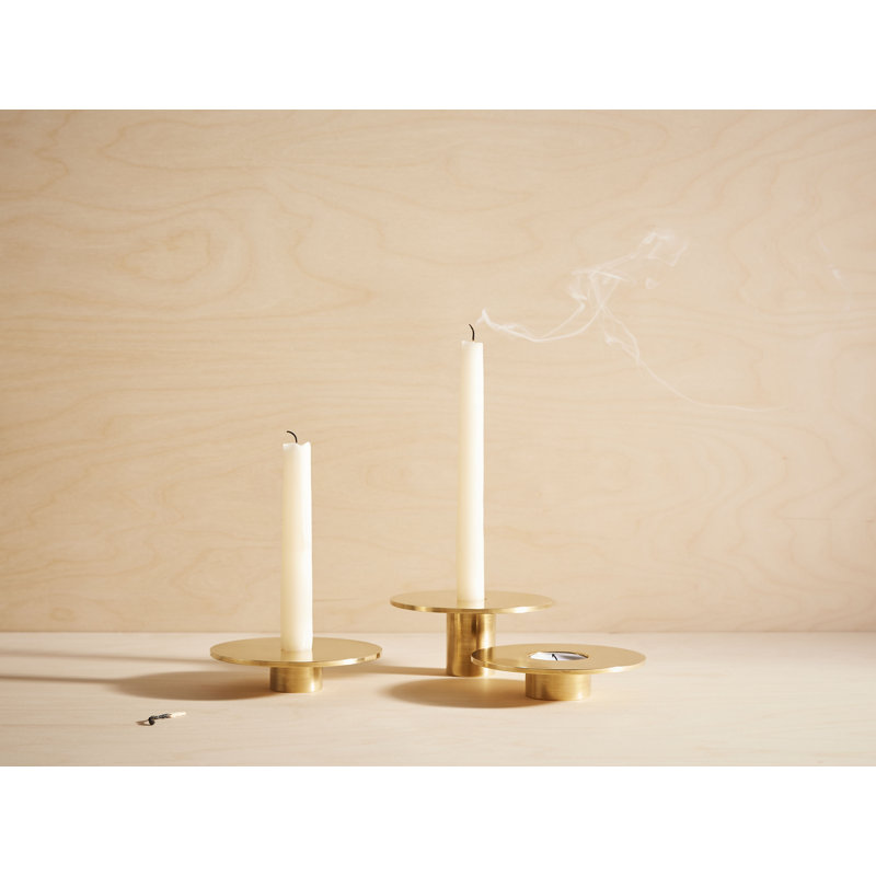 Candle Holder, Brushed, 1" H x 4.7" W x 4.7" D