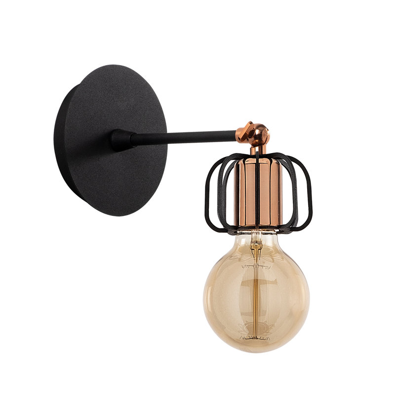 Lampe murale industrielle, structure en fer noir, 4,0 x 5,5 x 10,6 pouces | Douille E27, 40 W maximum | Homologué IP20, conception durable, parfaite pour la maison ou le bureau | Élégant fini uni, plaque de base compacte de 4,7 po