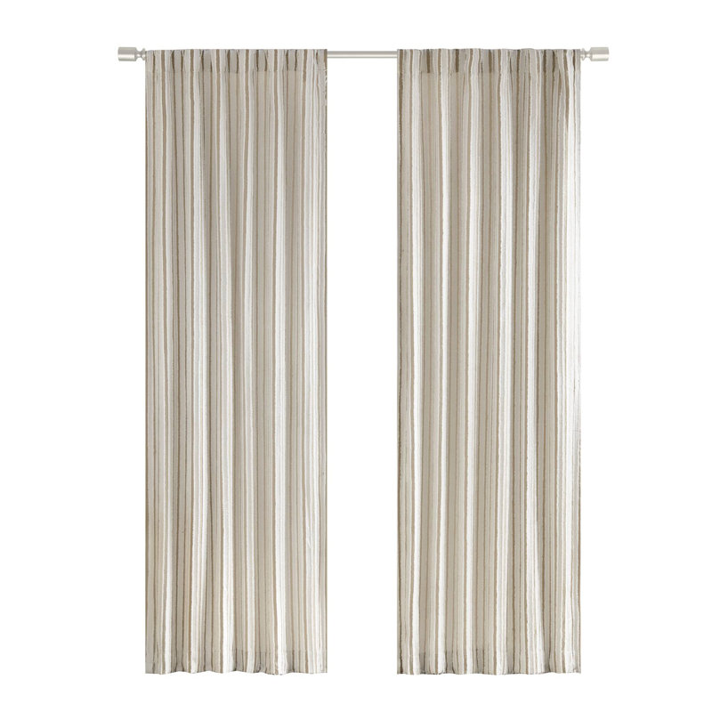 Extended Nude Textured Polyester Light-Filtering Drapes