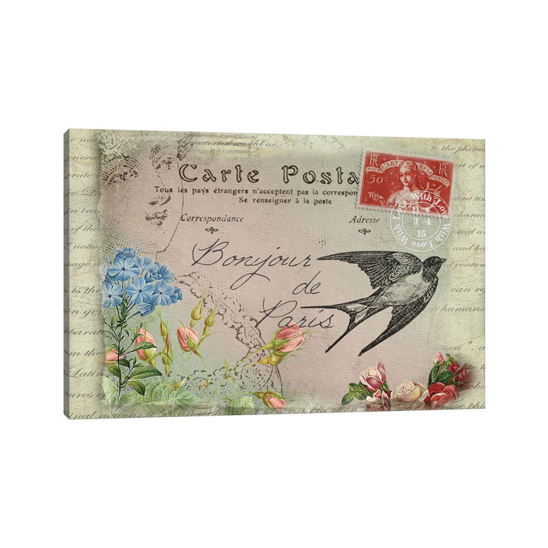 Parisian Postcard #3 by Rnob - Gallery-Wrapped Canvas Giclée on Canvas, 20.32 cm H x 30.48 cm W, Canvas