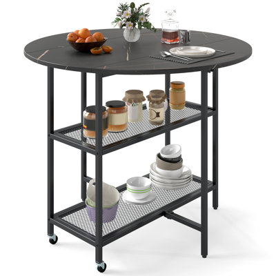 Extendable Round Metal Base Dining Table