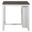 Ensemble de 3 tables à hauteur de comptoir de style transitionnel avec finition blanche et grise avec tablettes USB et 2 chaises à hauteur de comptoir rembourrées en tissu-774689099-774689101