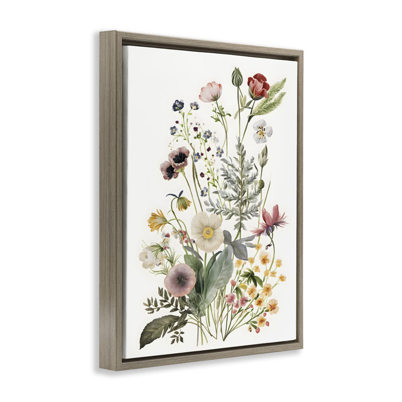 Fleurs de printemps subtiles, H 17 po x l 21 po, Cadre flottant orme Montalcino