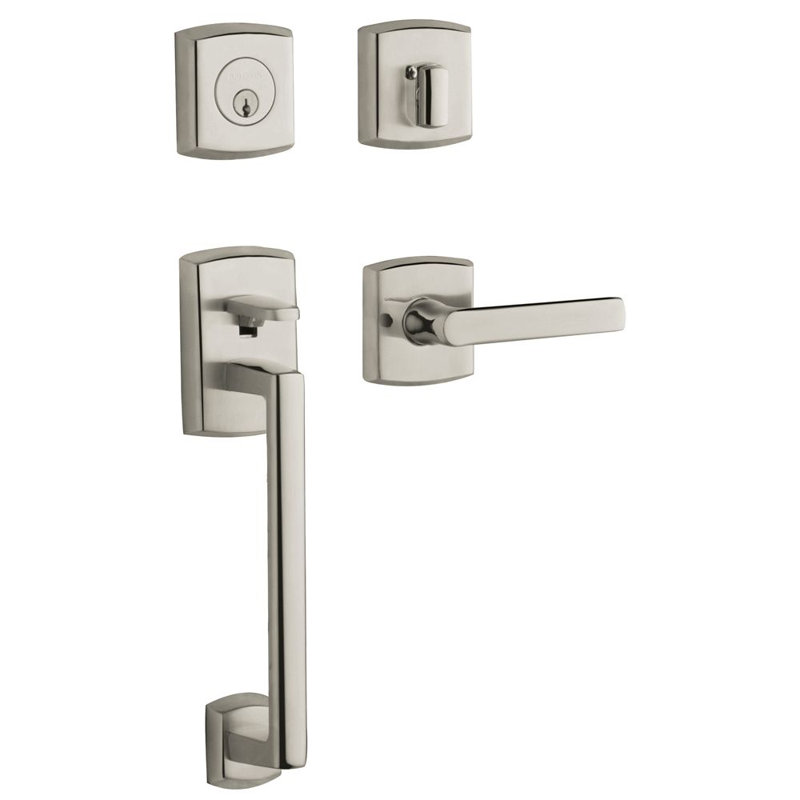 Soho Handleset with Single Cylinder Deadbolt and Door, Lifetime (PVD) Polished Nickel, Right, Yes