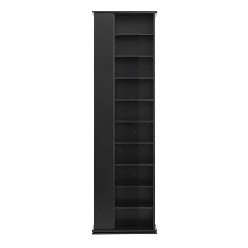 Media Storage Cabinet, CD Rack Tower, 34 Compartments Rotating Media Tower Rack for CDs, DVDs, Books and Game Discs, DVD Stand for Living Room, Home Office and Recording Room, Black