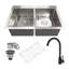 Évier de cuisine à double cuve encastrée en acier inoxydable 33 po x l 22 po avec robinet de cuisine-85241294