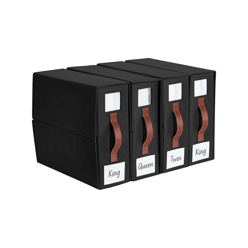 Organisateurs de draps de lit pliables et de rangement DECOMOMO (paquet de 4), Noir, noir, noir, noir