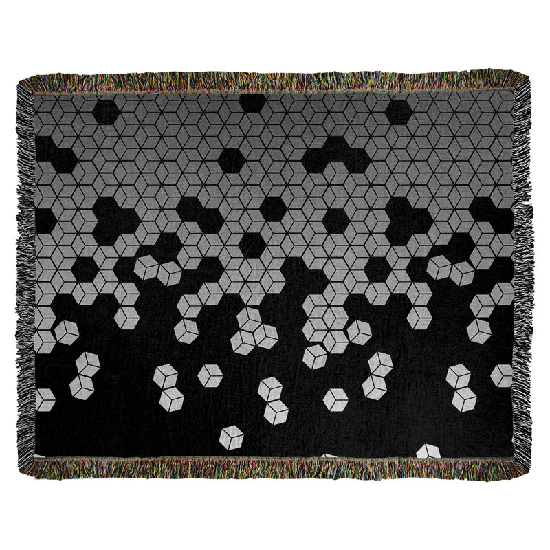 Couverture en coton tissé Katelyn Elizabeth, l 60 po x L 80 po, Gris