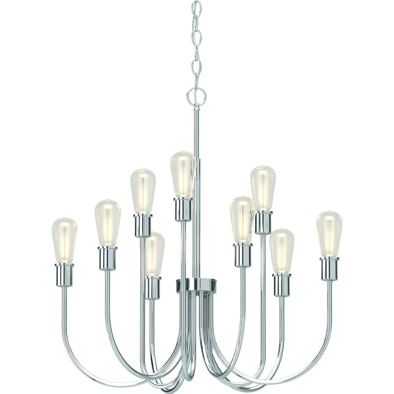 Lustre traditionnel / classique en nickel poli à 9 lumières Concord