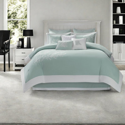Premium Oversized Cotton Bedding Sets, Aqua King, Coastal Design For Home Comfort