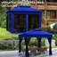 Abri de jardin 11 'X, pavillon de jardin pour l'extérieur avec filet à fermeture à glissière amovible, pavillon de jardin instantané, filet bleu, tente