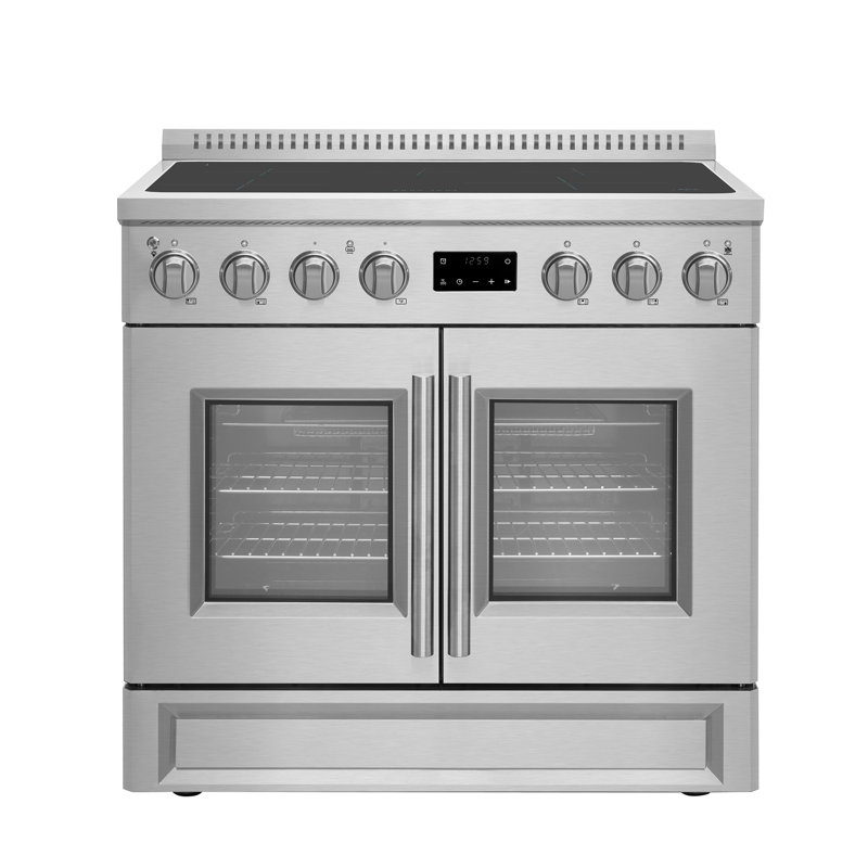 Forno Torino French Door 36 Inch Induction Range with Air Fryer, Air Sous Vide & True Convection, Silver