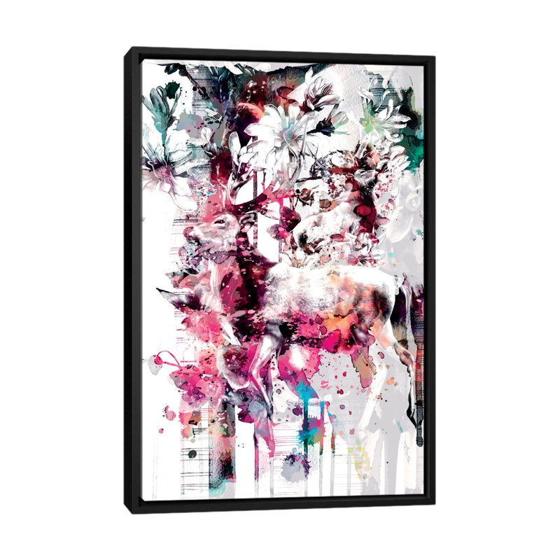 «Deer II», impression sur toile, H 60 po x l 40po x P 1,5 po, Toile avec cadre noir, Pas de tapis