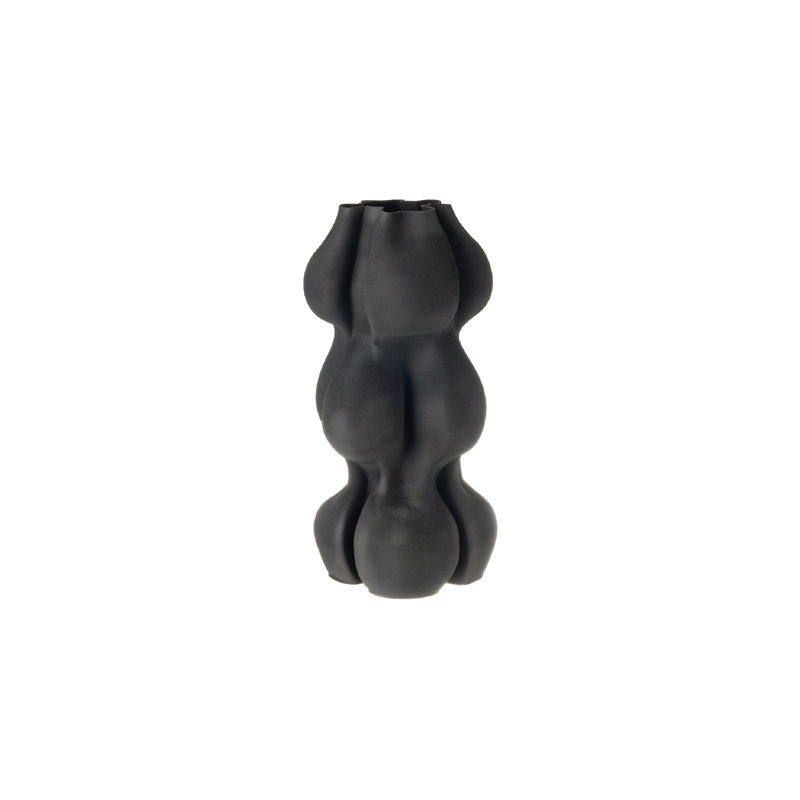 Vase en céramique imprimé en 3D, Noir, H 14 po x l 7 po x P 7 po