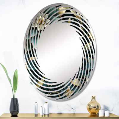 Ornement fleurs victoriennes élégantes géométriques - miroir mural spirale ovale