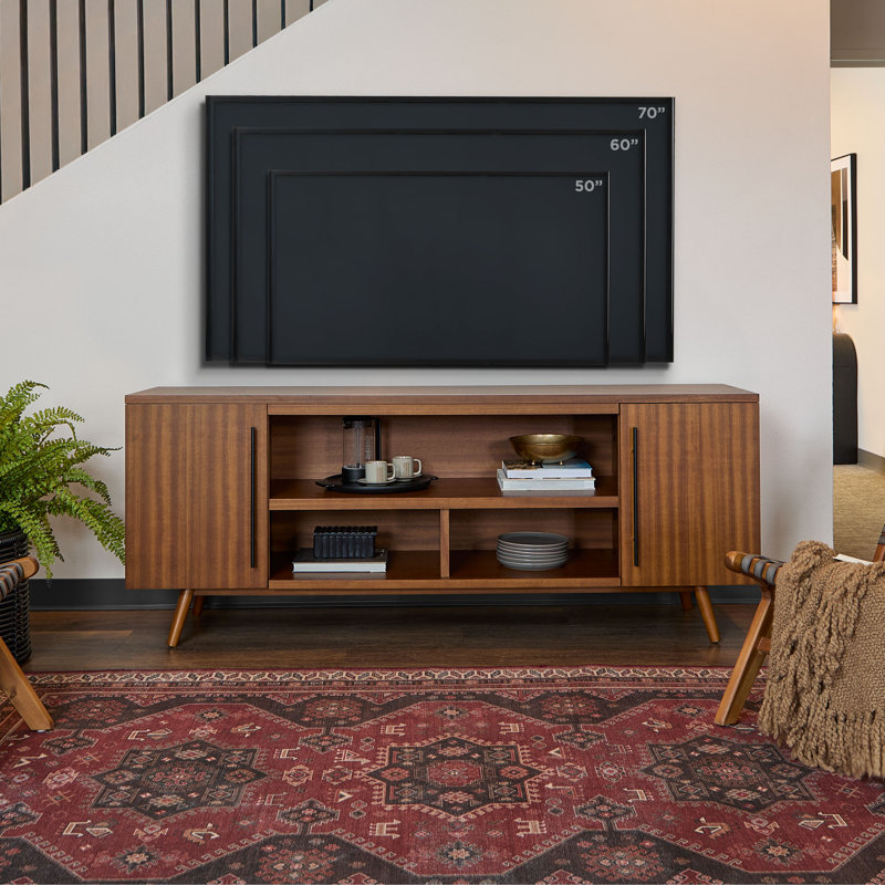 Morris 72 inch TV Stand in Black by Real Flame for TV's up to 70 inches, Dark Brown Wood