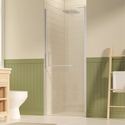 29-30"W ×72"H Frameless Pivot Shower Door, Pivot Swing Shower Glass Doors with 1/4"(6mm) SGCC Clear Tempered Glass,Explosion-Proof Film, Reversible Installation, Brushed Nickel