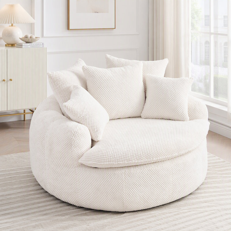 Chaise longue surdimensionnée en forme de citrouille désossée, Tissu beige, 1