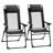 Folding Patio Chairs Set Of 2, Outdoor Deck Chair With Adjustable Sling Back, Camping Chair With Removable Headrest For Garden, Backyard, Lawn, Black