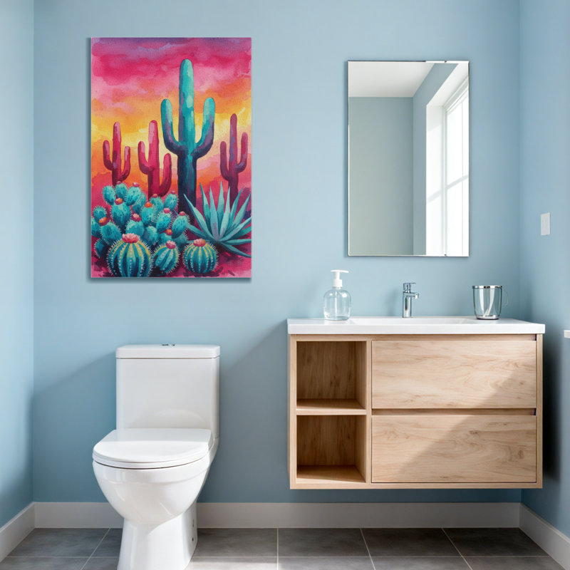 «Plants & Flowers Vibrant Desert Cactus Sunset», reproduction d'art, H 18 po x l 12 po