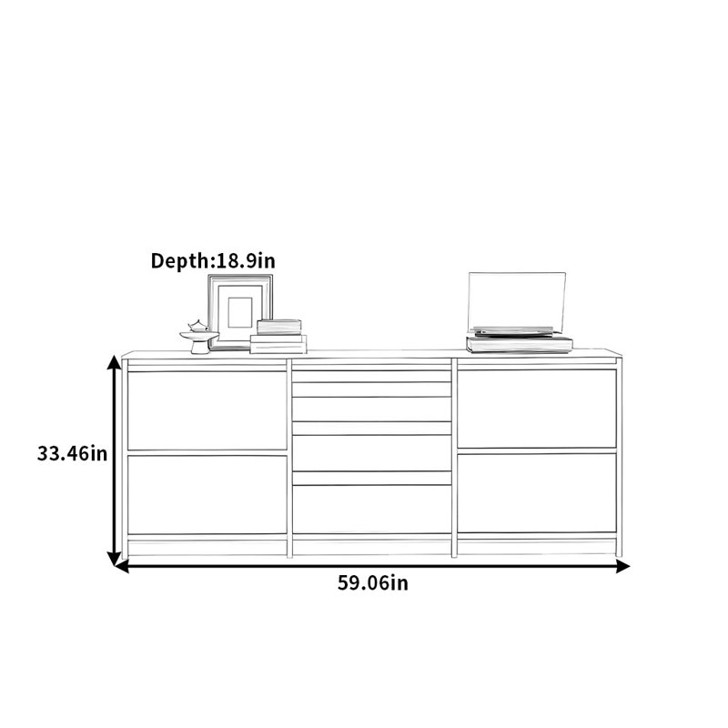Buffet rétro et simple sur pied, H 33,46 po x l 59,06 po x P 18,9 po
