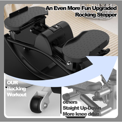 Lateral Stepper For Exercise-Rocking Stepper Machine With Resistance Bands & Anti-Slip Mat And LCD Monitor, Professional Stair Stepper For Home Workout