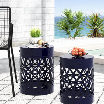 Outdoor Metal Stand - Iron, Navy Blue, , 13.89"w X 12.00"h, Modern Table Modern, 12.00"w 16.00"h
