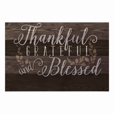 Tapis d'extérieur antidérapant Demetrias Thankful, Grateful and Blessed