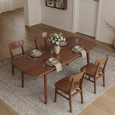 Abhinav Solid Wood Extendable Dining Table (Walnut) – 3-in-1 47.2” to 70.8” Expandable Table for 4-10, FAS-Grade Rubberwood, Easy Assembly, Ideal for Dining Room/Kitchen/Living Room