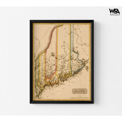 Maine 1817 By Vintage Maps, Antique United States Poster, US Geography Print, Maine Bookstore Decor, Small Teachers Office Wall Art