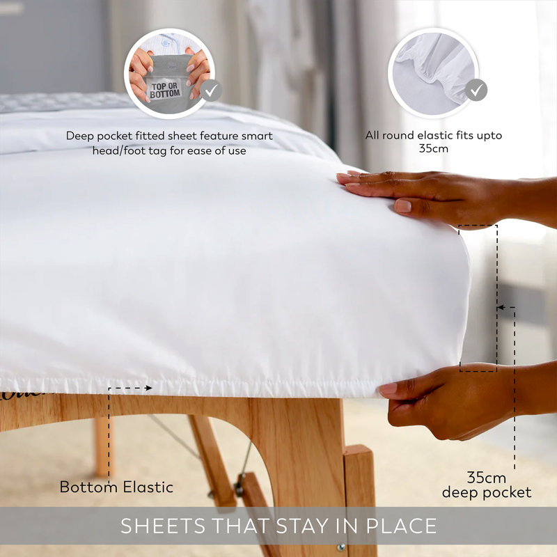 100% Cotton Machine Woven Fitted Sheet, White, Single (3')