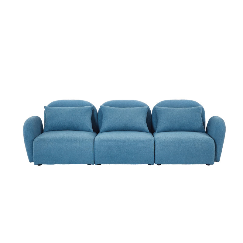 Upholstered Sofa, 28.3" H x 94" W x 34.2" D, Blue 100% Polyester