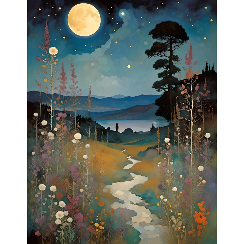 Moonlit Journey – Enchanted Nightscape Wrapped Canvas, 16" H x 12" W