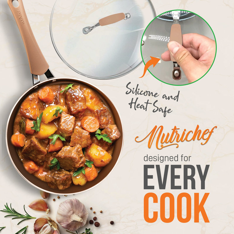 14-Piece Bronze Aluminum Non-Stick Cookware Set