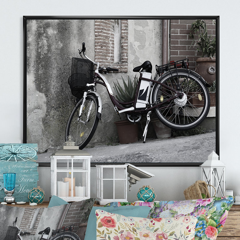 Vélo de style rétro - reproduction de cadre photo sur toile, H 8 po x l 12 po x P 1 po, Toile avec cadre flottant noir