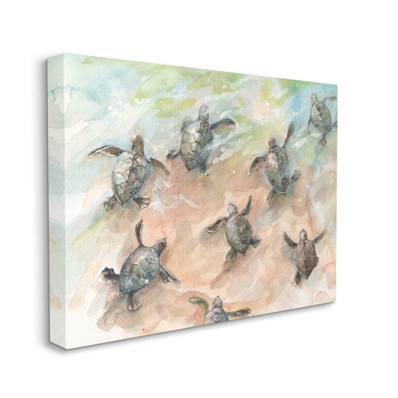 «Baby Sea Turtles», art mural sur toile par Diannart, H 36 po x l 48 po x P 1,5 po