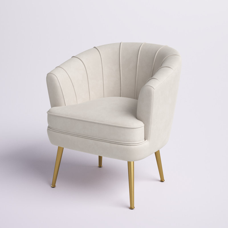 Walsall Upholstered Armchair, Ivory Velvet