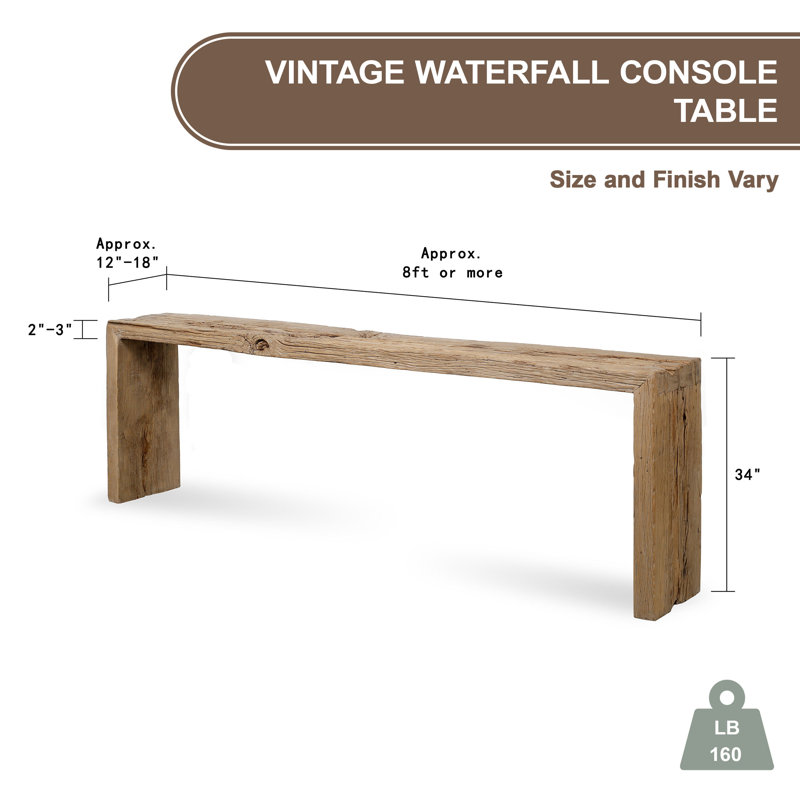 120'' Solid Wood Console Table, 34" H x 96" W x 15" D