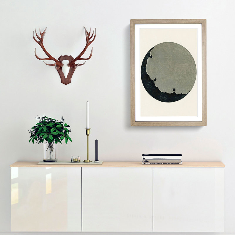 The Moon by Watanabe Seitei - Picture Frame Painting Print, 36cm H x 27cm W x 2cm D, Oak Framed