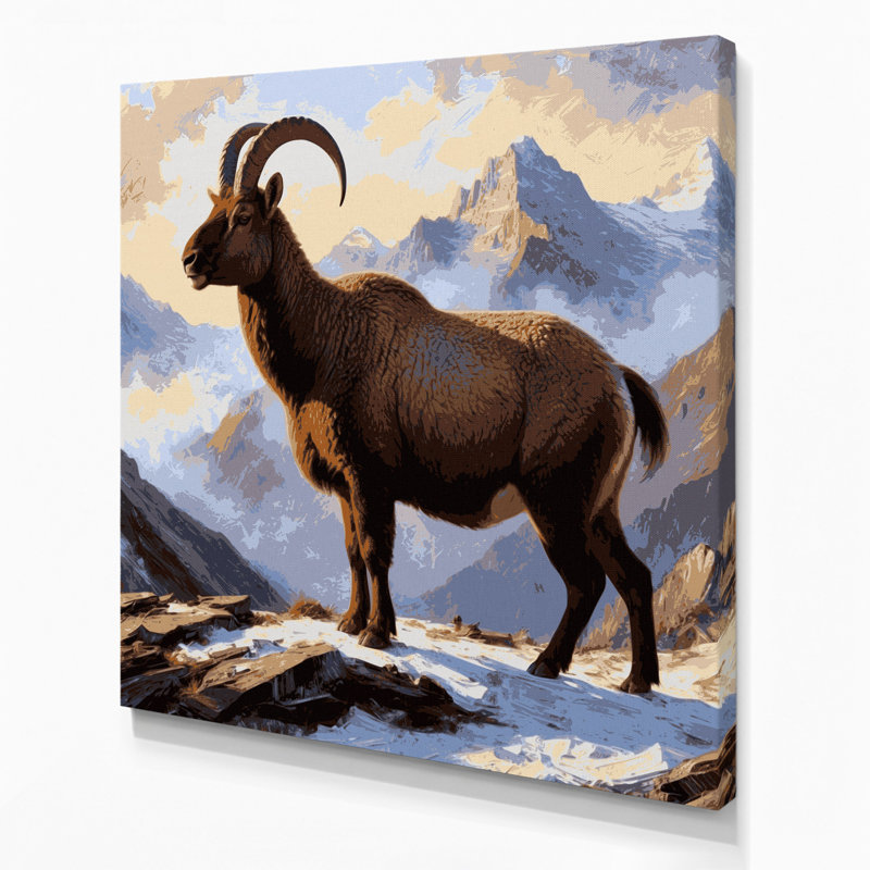 Faune de l'Himalaya, art mural sur toile beige Tahr, H 32 po x l 32 po