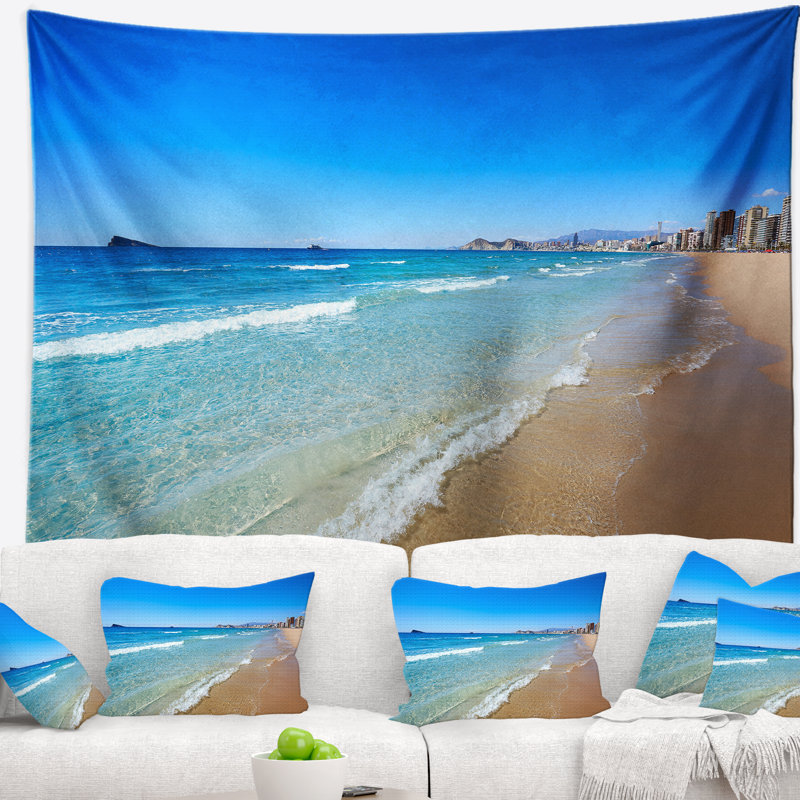 Seascape benidorm poniente à ondes de plage tapisserie avec accessoires suspendus inclus, H 78 po x l 92 po