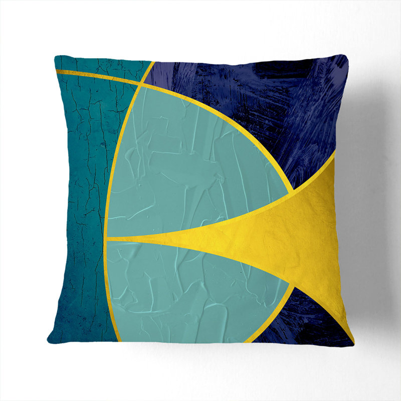 Sweeping Forms Blue Gold Square Throw Cushion, 40cm H x 40cm W x 15cm D, Black