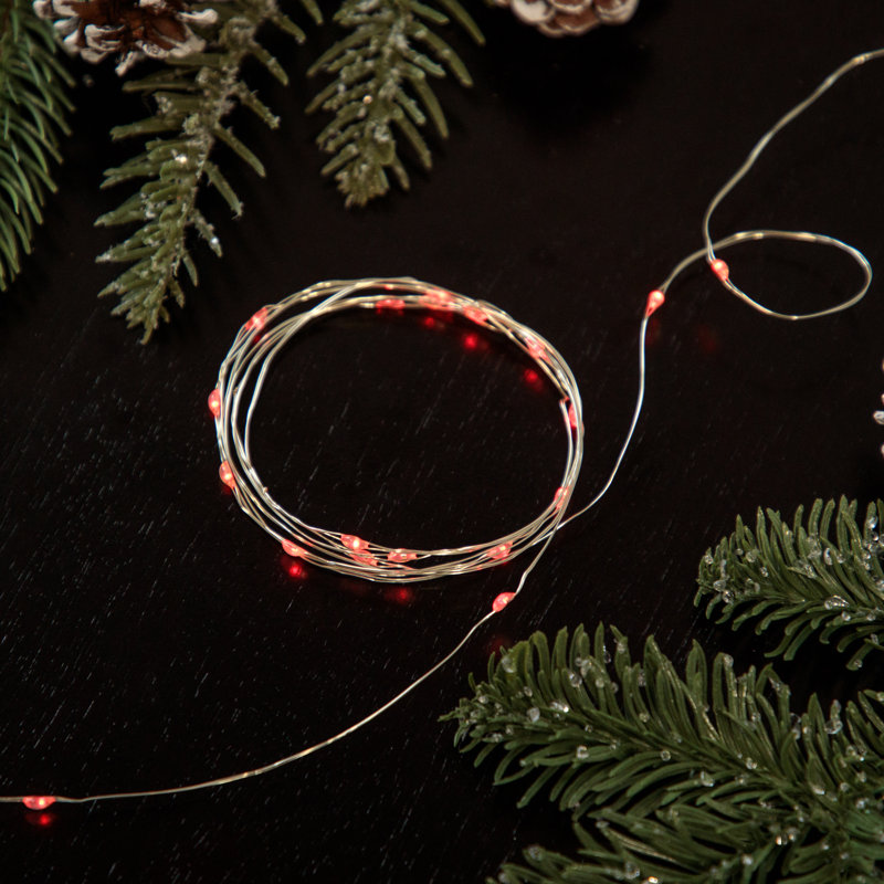 20 micro guirlandes lumineuses DEL à piles, Rouge